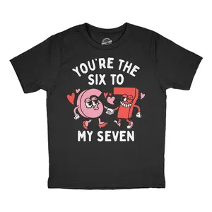 Youth Funny T Shirts Youre The 6 To My 7 Sarcastic Valentines Day Viral Tee For Kids Funny T Shirts Love Tops for Kid Funny Meme Short Sleeve Novelty Tees for Kids Black - 6