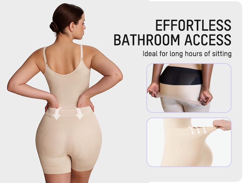 SHECURVE Easyslide Shapewear Tummy Control Butt Lifter Faja Back Pull Down Bodysuit Scruntch with Back Bone Support & Cotton Gusset for Women Postpartum Everyday Fajas Colombian Girdles Body Shaping Underwear #SummerVibes