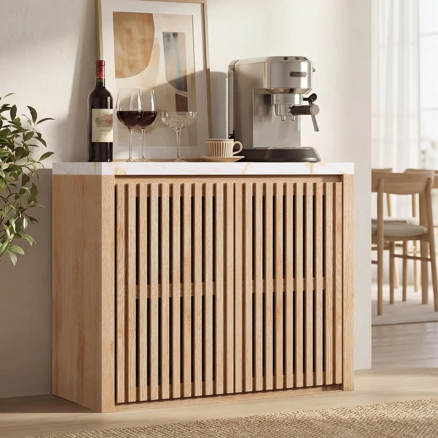 [SummerSale] Sikaic Cabinet with Storage, Fluted Console Cabinet, Sideboard with Adjustable Shelf, Modern Buffet Table, Credenza, for Kitchen, Living Room, Entryway, Home Furniture, Dorm Essentials
