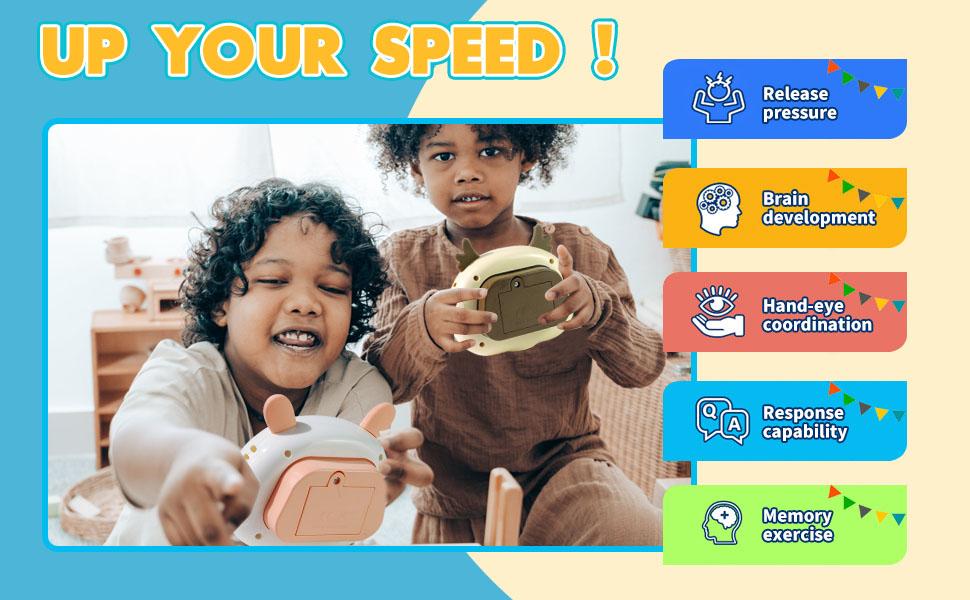 Fast Fun Push Press Quick Push POP Game Stress Relief Toy for Kids - Four Modes Fidget Board Breather Spinner Pen Karambit - Safe ABS Silicone Material - Perfect Gift for Children & Adults