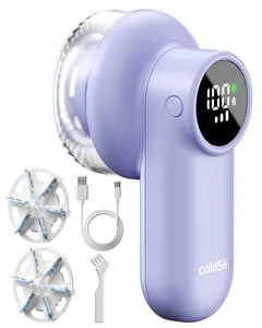 Coldsky Rechargeable Fabric Shaver, Lint Shaver with DigitaDisplay, Sweater Shaver with 6-Leaf Blades and Safety Lock3-Speeds Defuzzer Remove Fuzz, Pills from Clothes,Furniture, Sofa, Pink Portable Cleaning Green