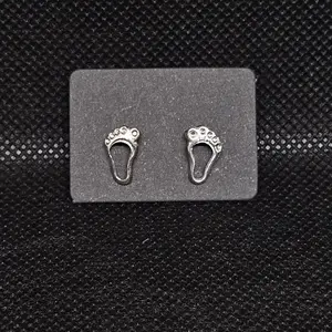 Baby Feet CZ Stud Earrings – ½” with Secure Screwball Backs