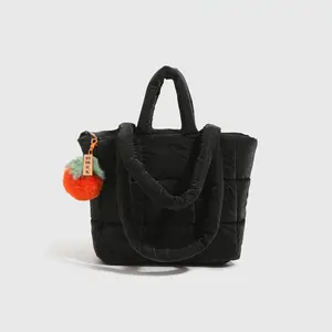 Women's Small Quilted Tote Bag Lightweight Mini Crossbody Purse Shoulder Tote Bag Suitable for Daily Use & Travel with Multiple Compartments for Travel & Work Comes with Cute Charm