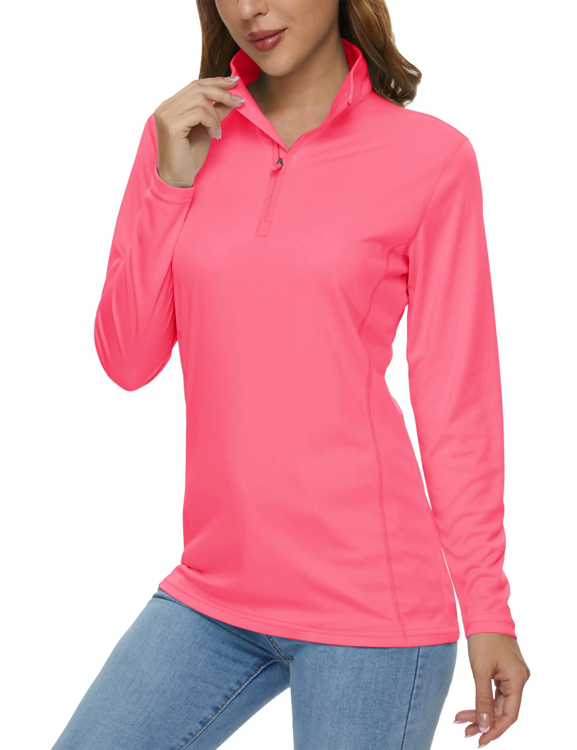 Cotrasen Women's Shirts Long Sleeve 1/4 Zip UPF50+ UV Sun Protection Quick Dry Workout Hiking Athletic Shirts Rash Guard