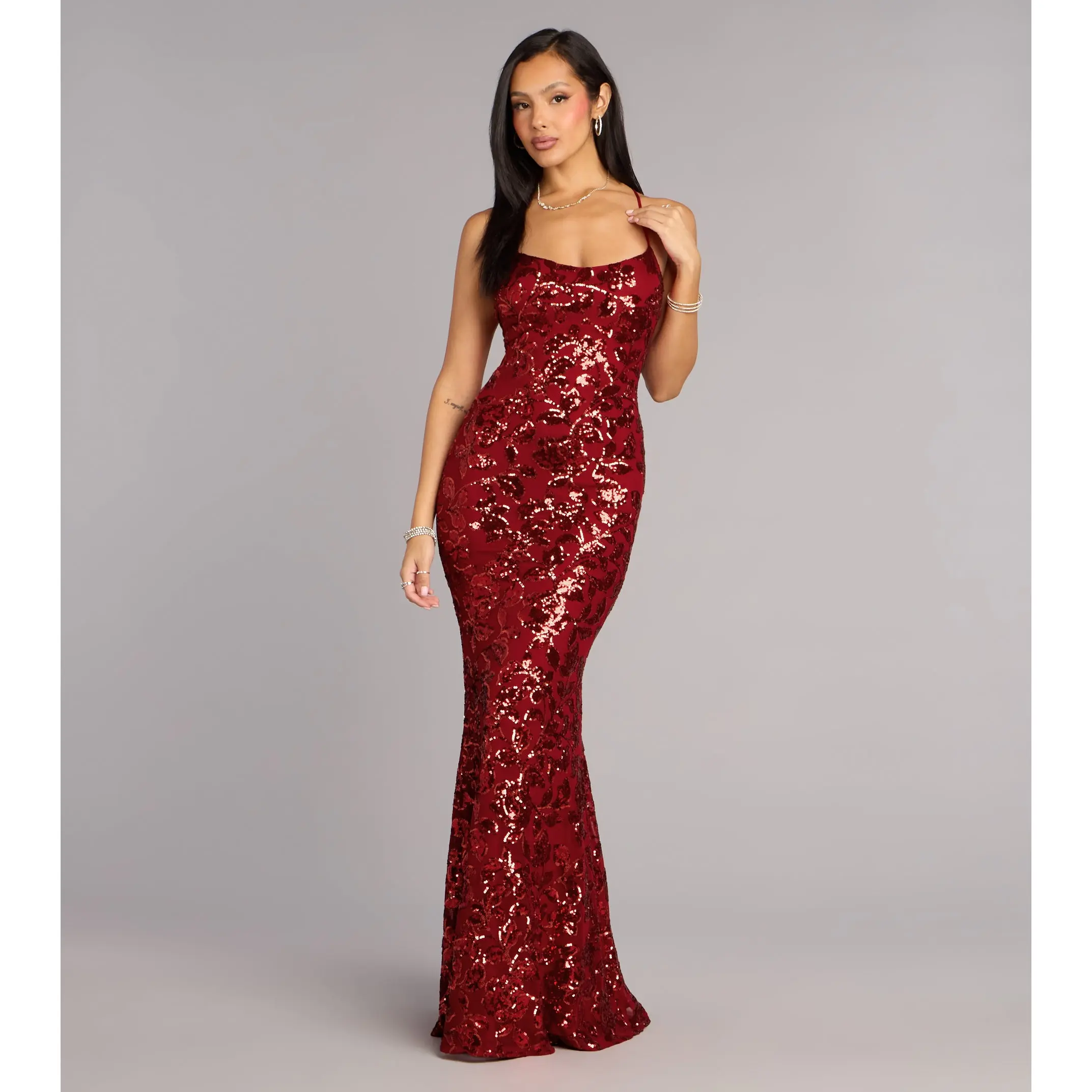 Betty Sequin Strappy Mermaid Formal Dress