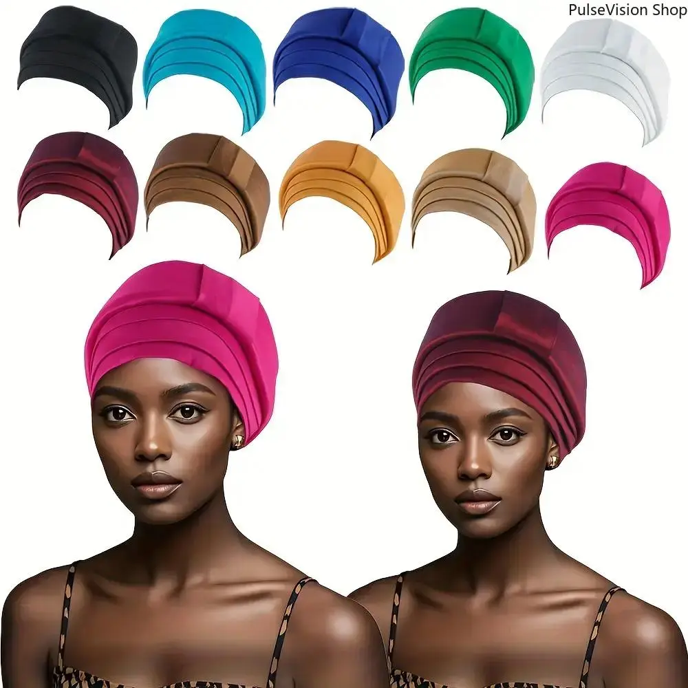 Unisex 2-Piece Ethnic 3-Layered Brim Hat & Pashmina Hijab Set - Casual Soft Shawl Wrap, Simple Basic Design, PVC, Nigerian Wedding Headscarf, Ramadan Accessory, Gift for Anniversary