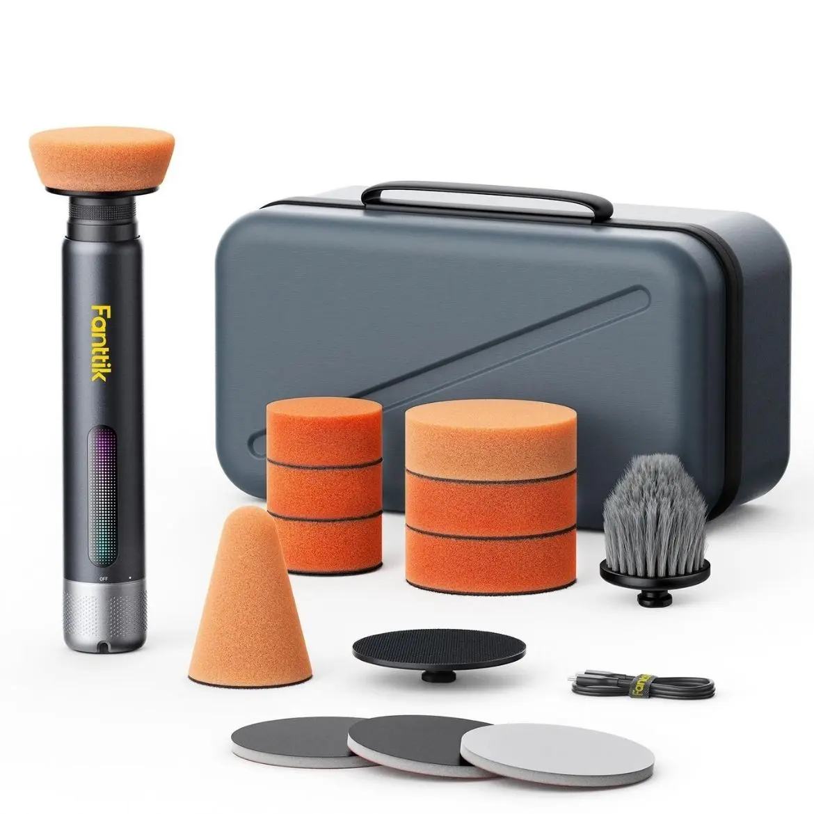 Fanttik P10 Pro Mini Car Buffer Polisher, 4000mAh Cordless Rotary Car Polisher Waxer, 2 Inch/3 Inch, 3 Variable Speed 300-950 RPM Car Detailing Kit for Polishing, Sanding, Waxing and Cleaning SummerWins,father'sdaygifts