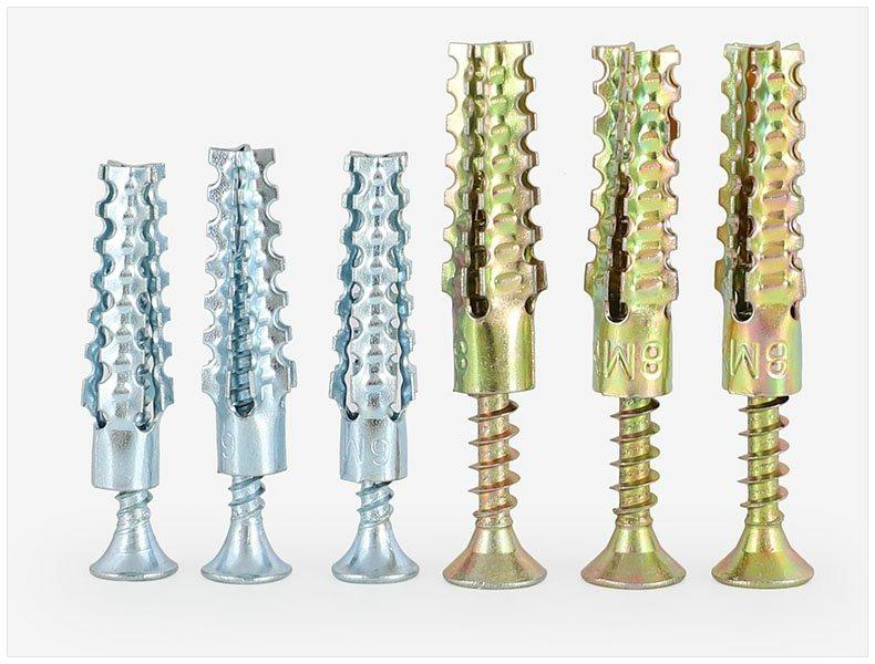 Spring DIY Wall Mount Essentials Metal Expansion Screws, Serrated Barbed Cement Wall Anchors, Sturdy Anchors for Concrete & Wall Installation