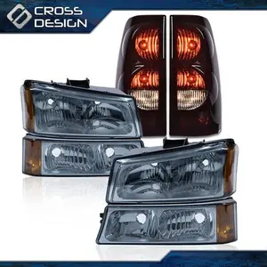 CROSSDESIGN Headlight Lamps & Tail Lights Black Fit For 03-06 Chevrolet Silverado