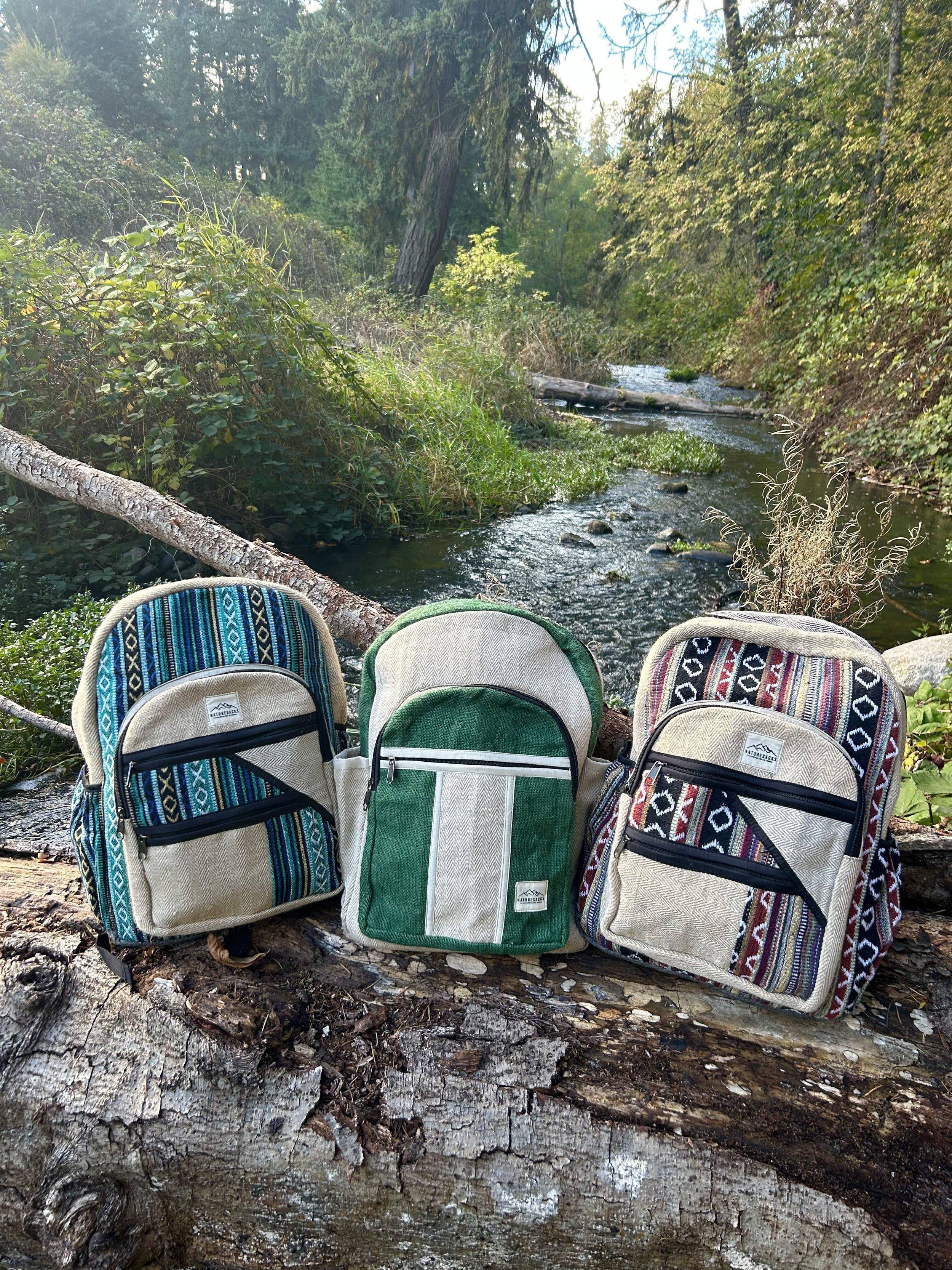 NatureSack Sky Blue Hemp Backpack with Laptop Pocket, Sustainable Eco-Friendly Material