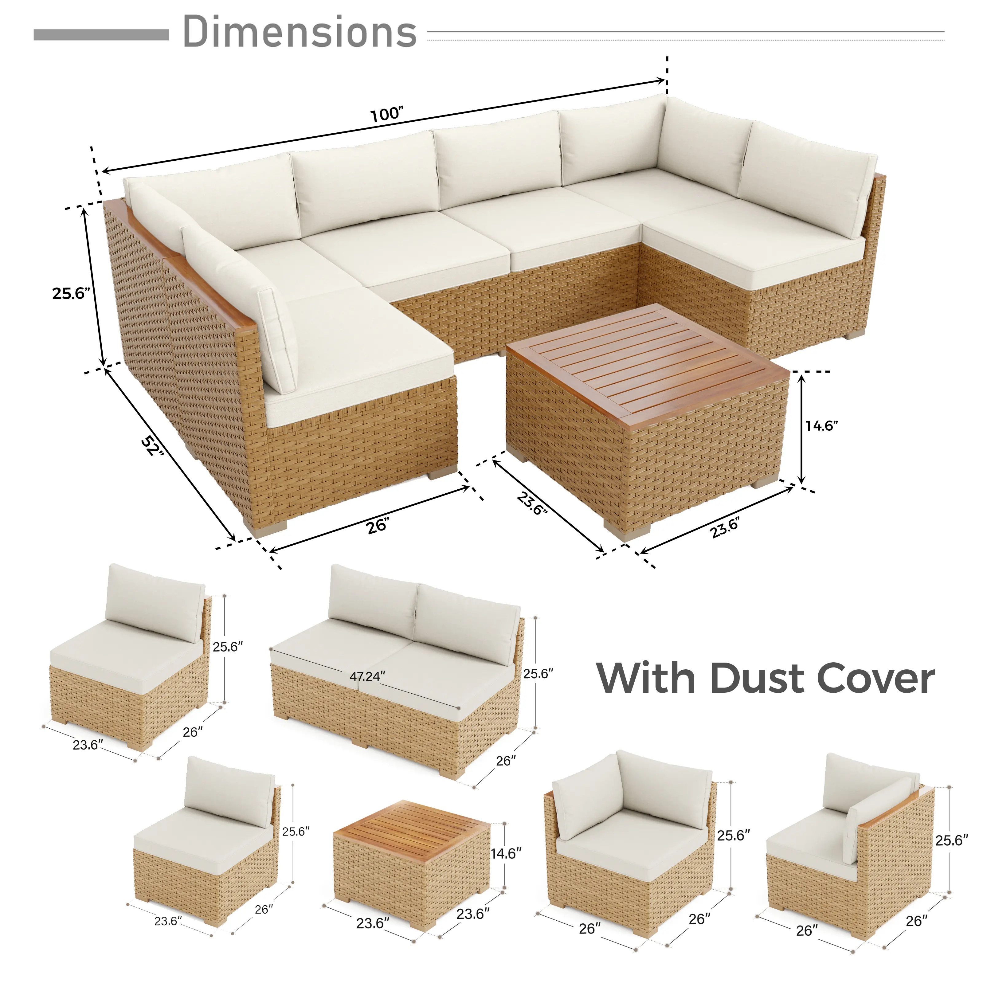Classic Design, 6 Seats, White Cushions