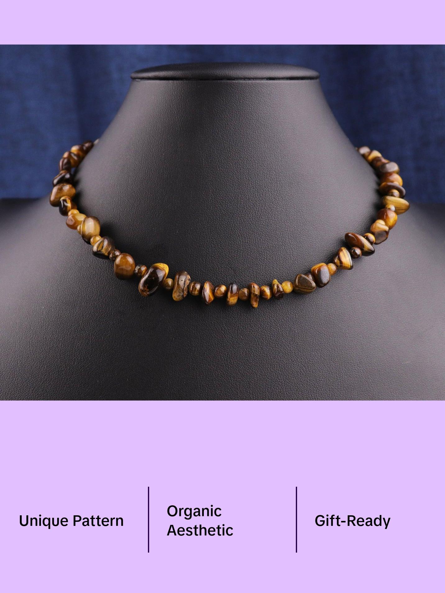 Tiger's Eye Irregular Chips Beaded Necklace, Bracelet, Natural Gemstones