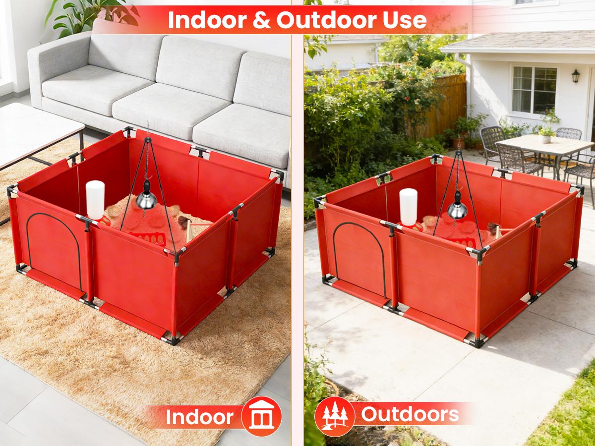 Brooder Box for Chicks, All-in-One Chick Starter Kit, Stainless Steel Frame Baby Chicken Brooder Pen with 250W Heat Lamp, Perch, Chicken Feeder & Waterer Set, Up to 30 Chicks, Square Style