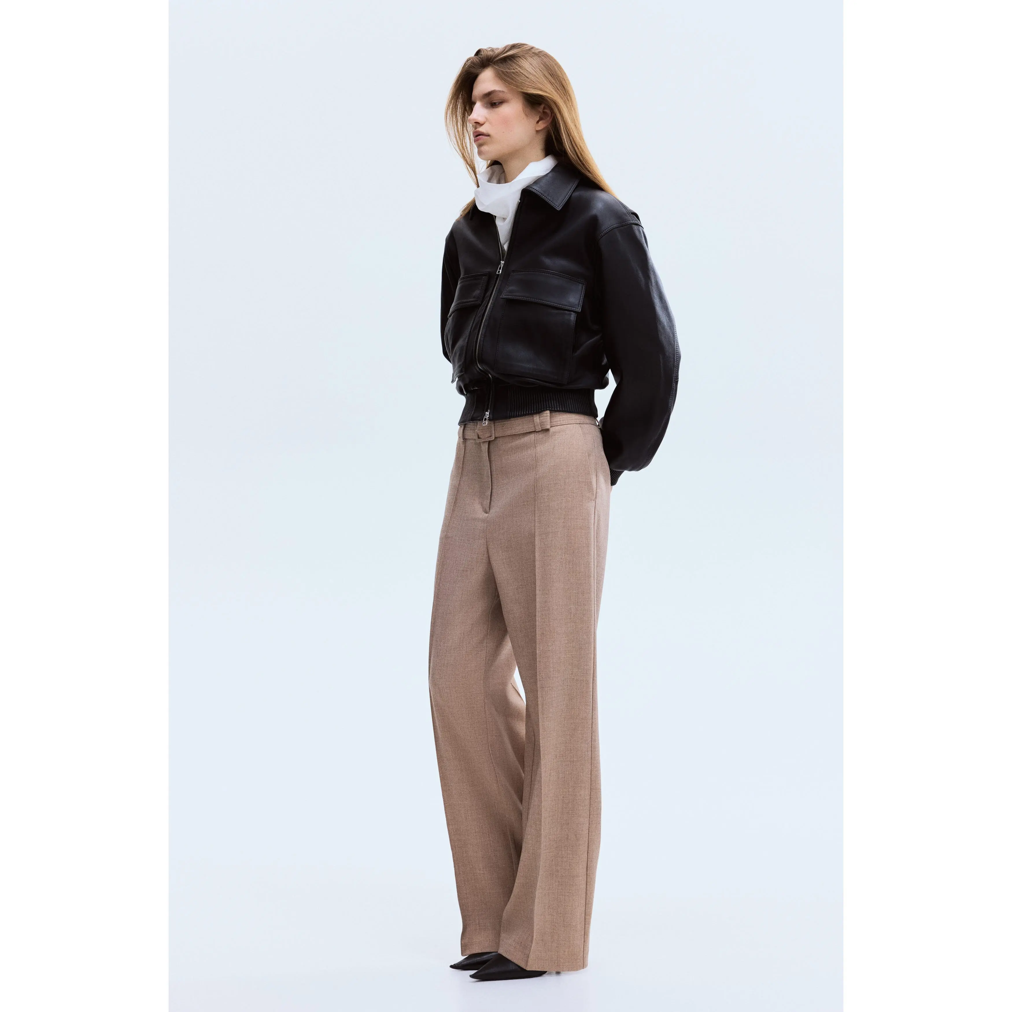 H&M Belted tailored trousers