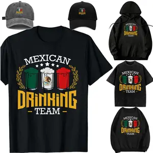 Family set-DIY-Unisex-Hoodie-cap-kid-Beer Mexican  Team Mexico Flag Funny Beer Pub Party T-Shirt