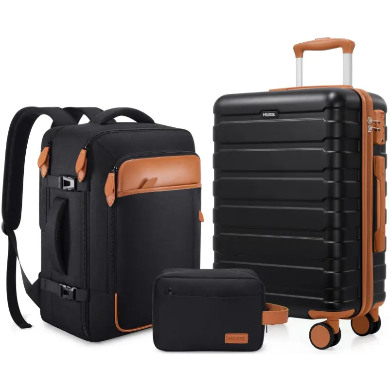Miusse Luggage Set 3 Piece ABS Hardshell Carry On Suitcase with Spinner Wheels YKK Zipper TSA Lock Travel Backpack Airline Approved for Easy Travel - Luggagesets Traveling Bag #Summervibes, Lightweight Luggage tiktokshopbacktoschool