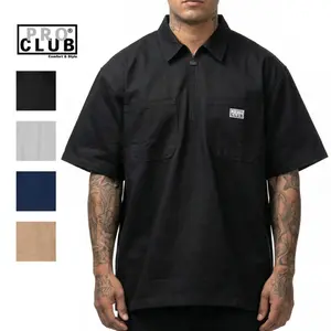 PROCLUB Men's Heavyweight Half-Zip Work Shirt - PRO CLUB  Durable Chest Pockets for Outdoor & Everyday Wear