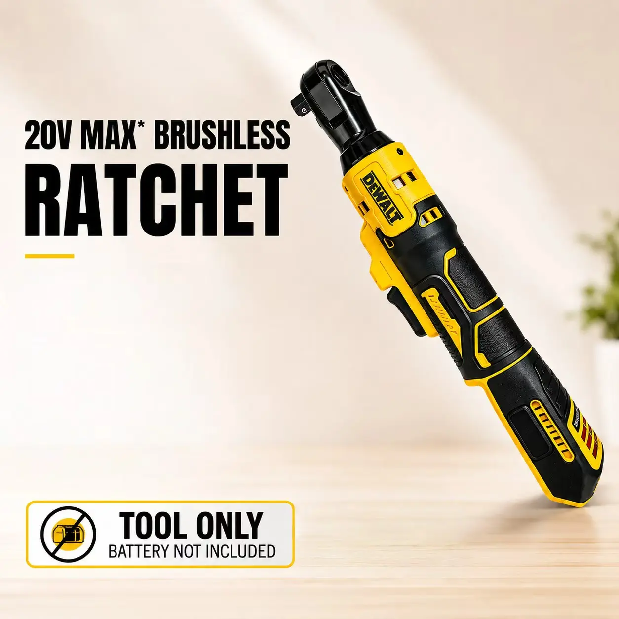 DEWALT DCF512 High Torque Brushless Right Angle Ratchet Wrench - Wireless Lithium Battery Power Tool, Brushless Motor, Variable Speed, LED Dark-Space View, LED-Lit Work, See in Tight Spots