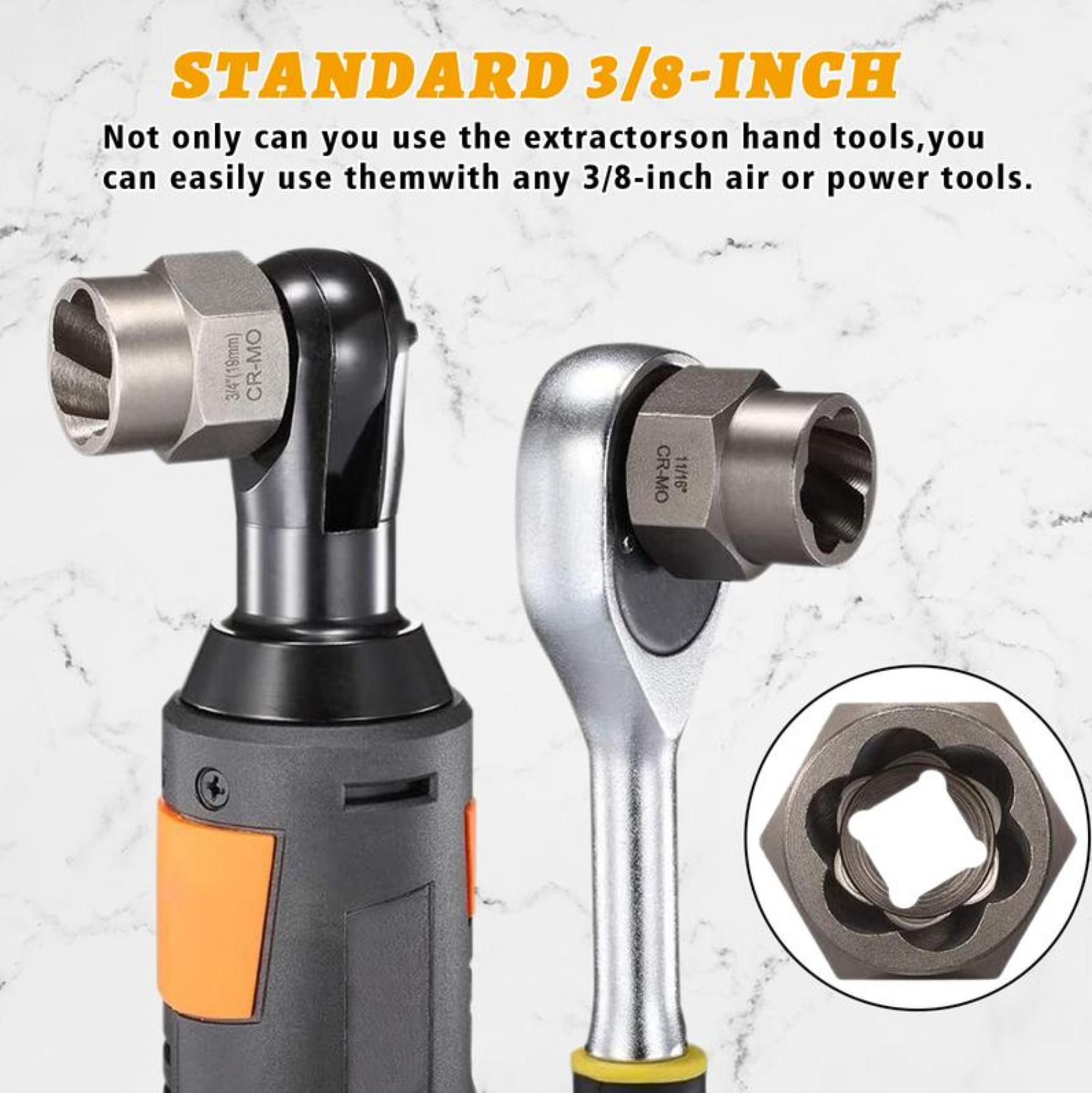 【FathersDayGift】 Bolt Extractor Tool Set, 13+1 Counts Impact & Nut Remover Stripped Lug Remover, Drive Rounded Bolt Remover for Removing Damaged, Frozen Universal Impact impact bolt