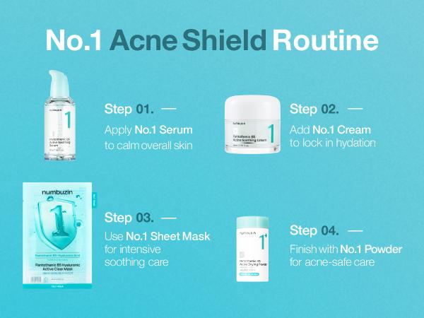 [numbuzin official shop] No.1 Sheet Mask | Pantothenic B5 Hyaluronic Active Clear Mask | Calming, Soothing, Hydrating | Acne Prone Skin | Controls Excess Oil, Reduces Redness, Safe for Sensitive Skin | 4 Sheets