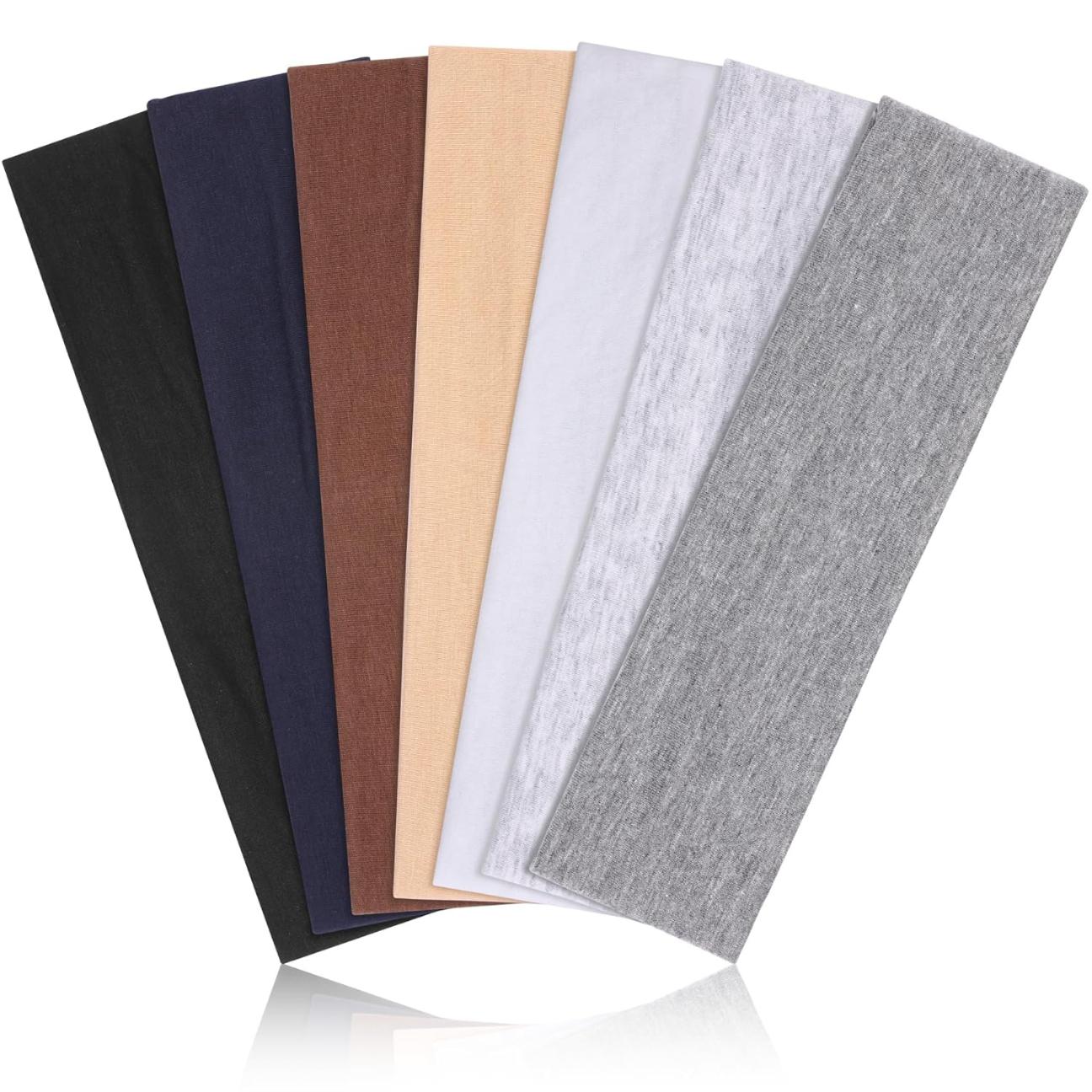 Headbands for Women Non Slip - 7PCS Fashion Sports Hair Bands for Women's  Soft Cotton Cloth Stretchy Headbands for Women for Workout Yoga Running