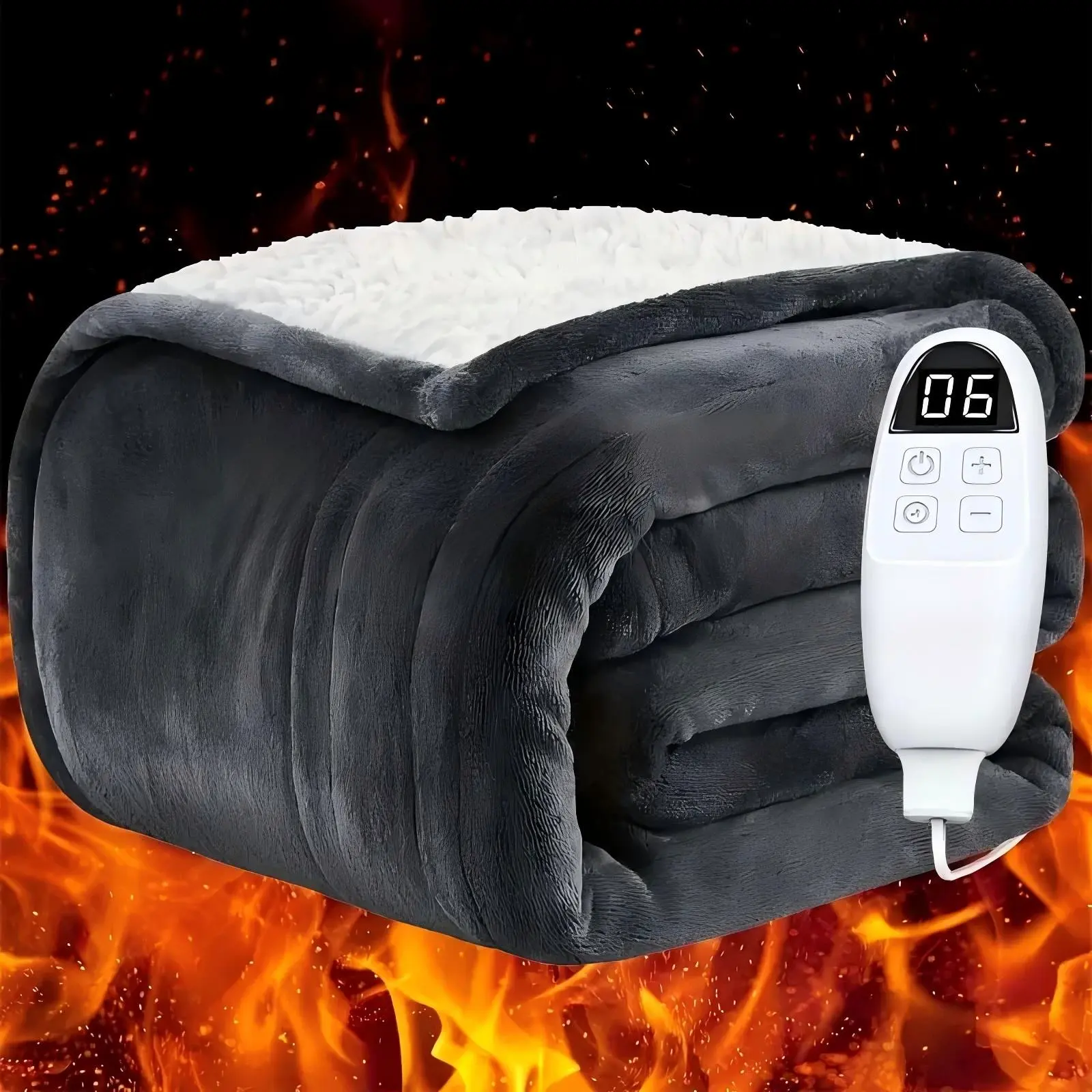 Flannel & cotton electric blanket, 6 heat settings & 10-hour timer, heating to 150°F, machine washable, multiple colors and sizes,for home and office（72x84-inch）