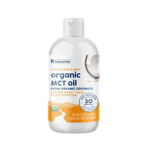 NativePath Organic MCT Oil Liquid - Pure C8 C10 from Coconuts - Caprylic Acid for Keto Coffee - Paleo Vegan Flavorless Non-GMO - 30 Servings