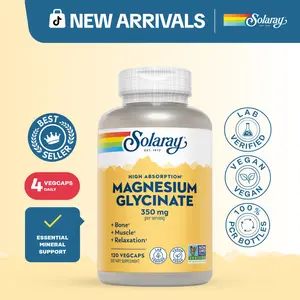 Solaray Magnesium Glycinate 350 mg Capsules for Adults – Chelated Magnesium Supplement for Muscle, Bone & Relaxation Support