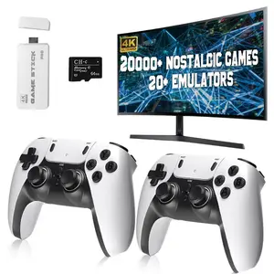 2026 upgraded retro gaming console with over 20,000 classic games and 23 emulators, HDMI plug-and-play game stick for TV, includes dual 2.4 GHz wireless controllers and skin stickers (64 GB)