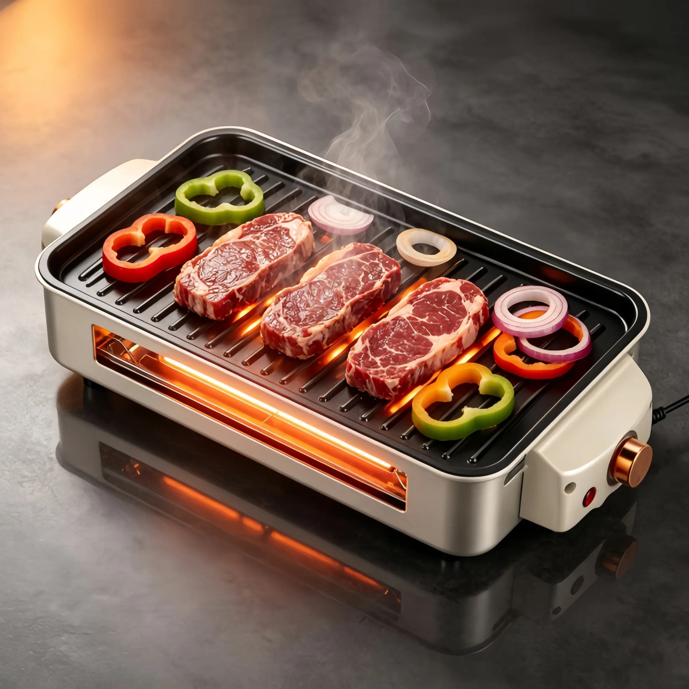 1700W Rapid-Heat Electric Grill, Detachable Easy-Clean Plate, Stainless Steel Lightweight Body, Zero-Smoke Indoor Grill Griddle Fry Simmer, Dishwasher-Safe, Kitchen Hero, Heartfelt Holiday Gift