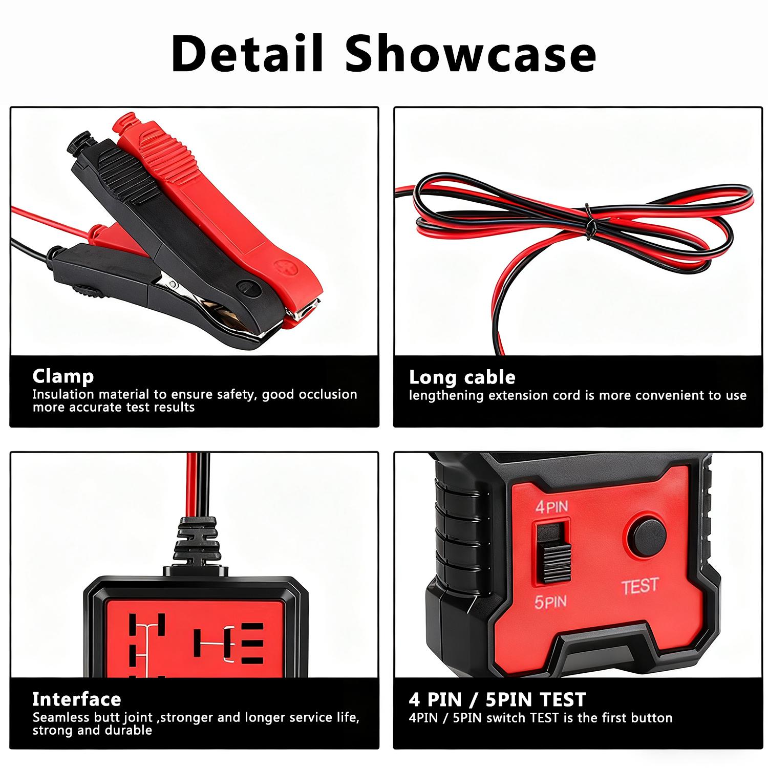 Car Automotive Circuit Tester, Car Relay Tester, Portable Battery Diagnostic Checker Tool, Professional Car Voltage Tester, Vehicle Diagnostic Tool, OBD Scanner, Red, with LED Indicator