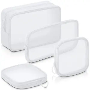 4 Pcs 3 different sizes brown Mesh Makeup Bag Organizer Storage Bags, Portable Coin Purse Mesh Zipper Pouch Travel Accessories Beauty & Personal Care