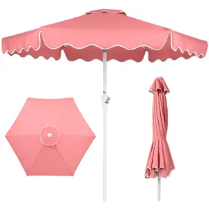Best Choice Products 7.5ft Patio Market Umbrella with Wavy Trim, Fade-Resistant, Crank & Tilt, Wind Vent