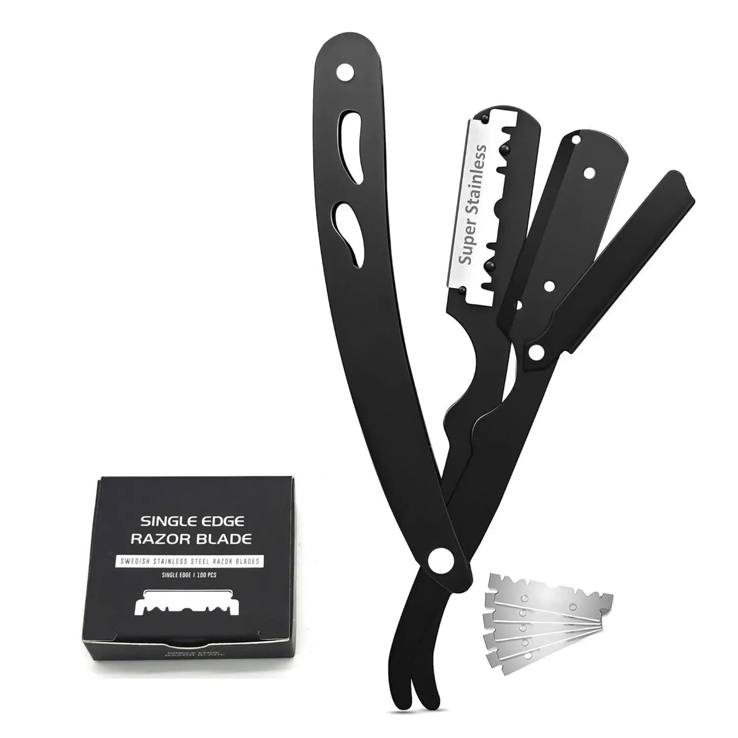 Professional Straight Edge Shaving Razors for Men Adults - 100-Blade Refill Set, Classic Daily Shaving Tool, Barber-Style Beard Shaping, Smooth Clean Shave, Smooth Shave