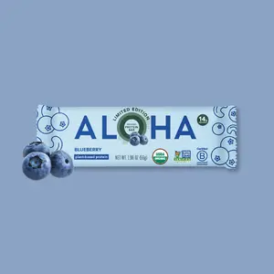 ALOHA Blueberry Protein Bar | 12 Bars | 14g Plant Protein, 3g Sugar | Certified USDA Organic, Vegan, Gluten-Free | Antioxidant-Rich, No Artificial Flavors Healthy