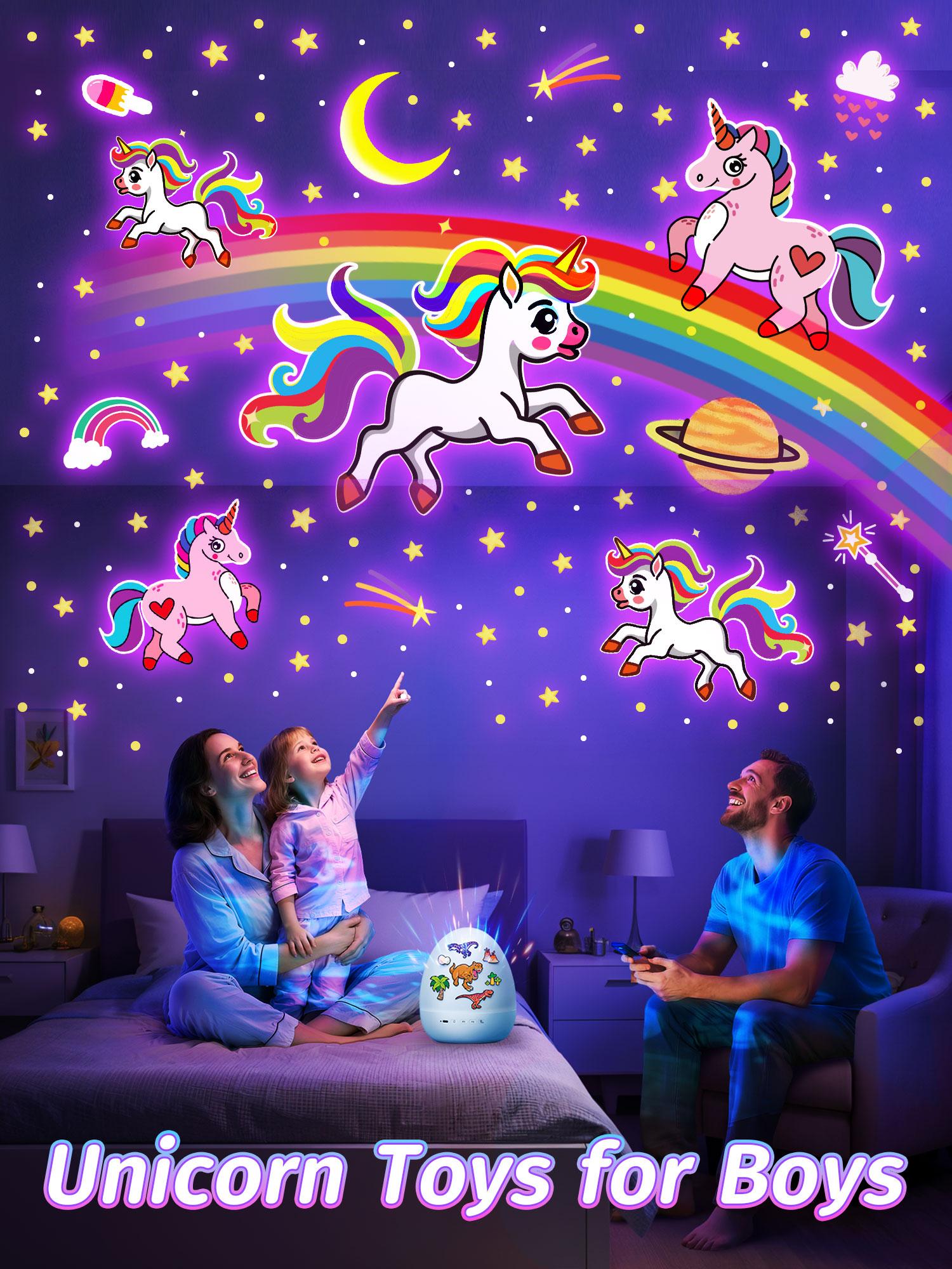 Onefire Night Light for Kids with 15 Films & 15 White Noises Remote kids cartoon projector lamp princess room decor unicorn night light toddler night light egg light for nursery Baby sound machine dinosaur toys Christmas Gifts for Kids Ages 1-8