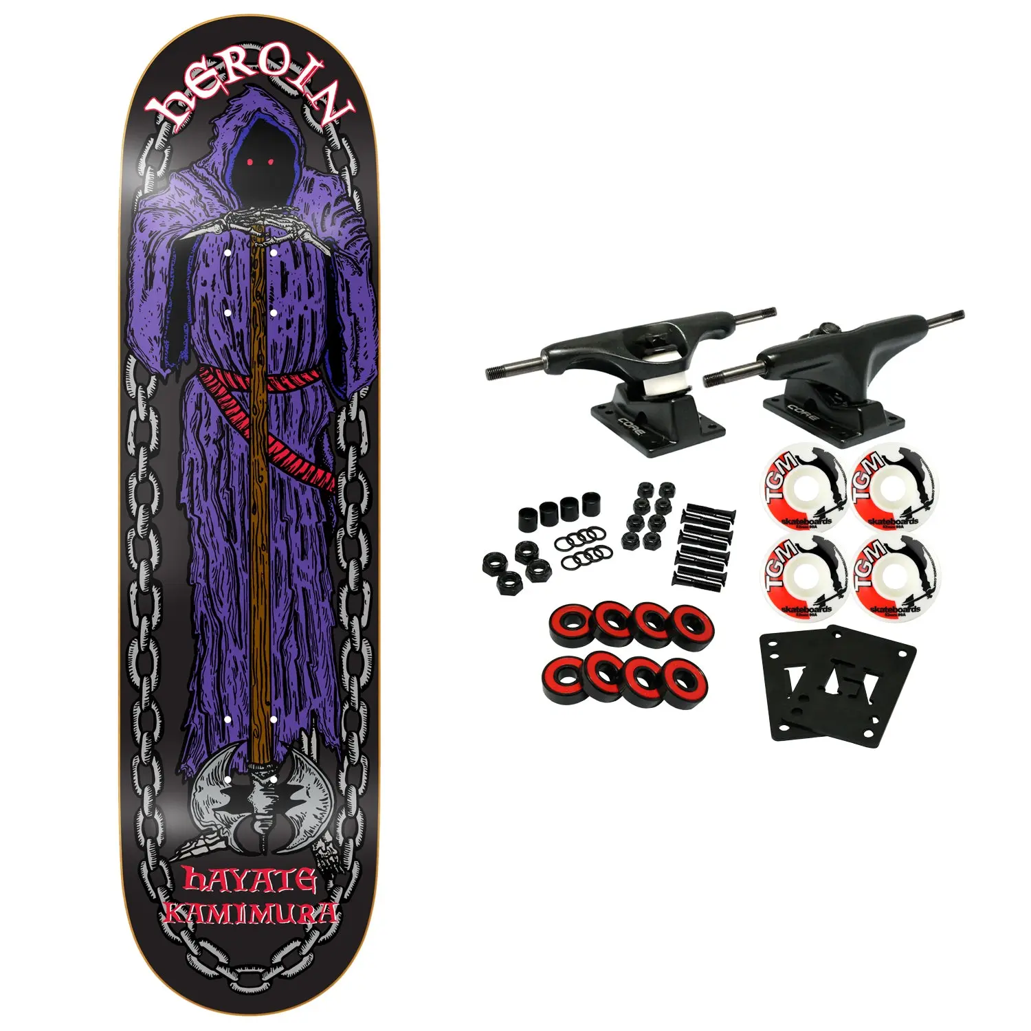 Heroin Skateboard Complete Hayate KO2 Axe Man 8.25" x 31.9"