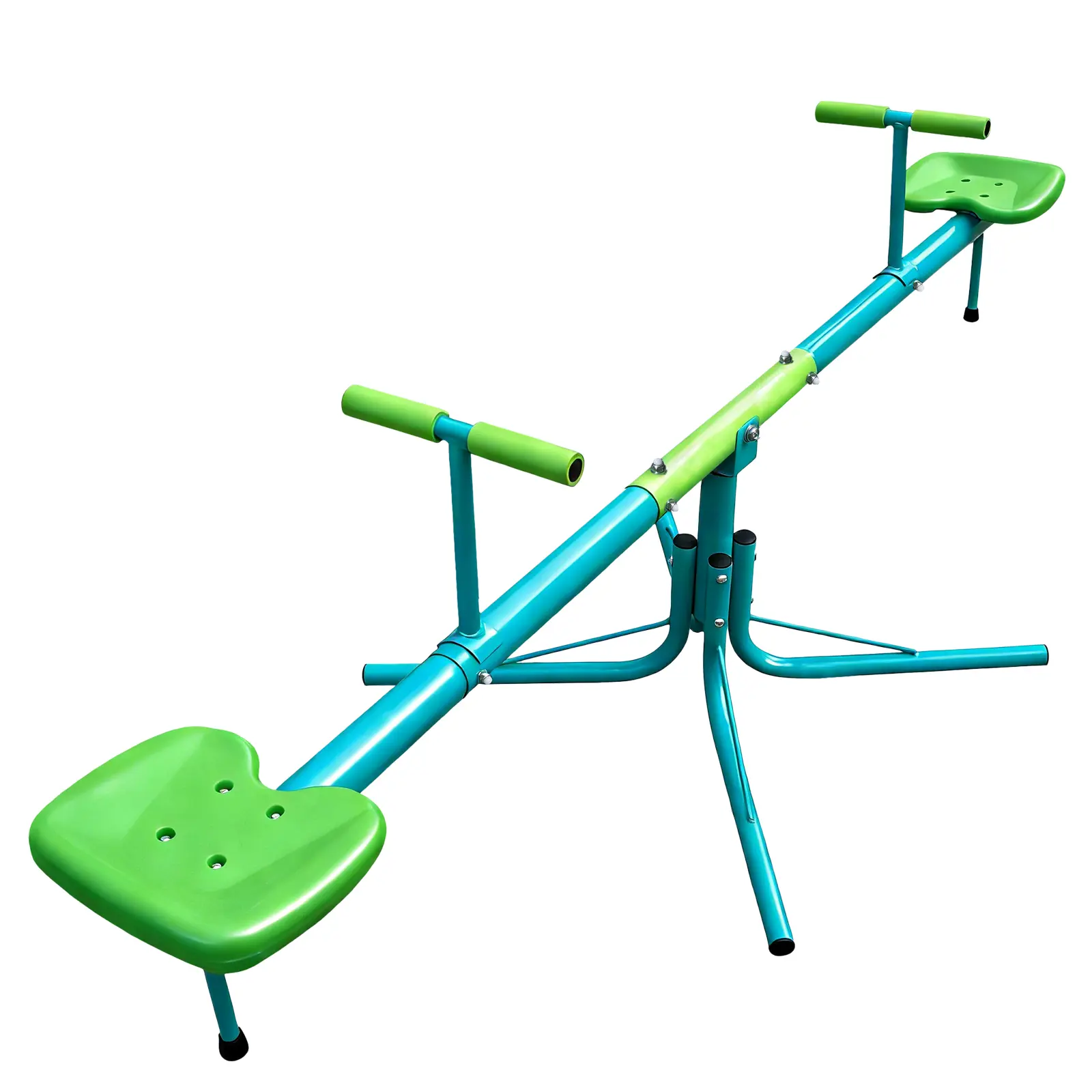 Unisex 360° Swivel Toddler Sit and Spin Teeter Totter - Galvanized Steel Pipe Kids Outdoor Play Equipment, Safe Ergonomic Outdoor Play Set, Toddler Playground Set for 6-8 Years Kids (180 lbs Capacity) Backyard (Blue Yellow)