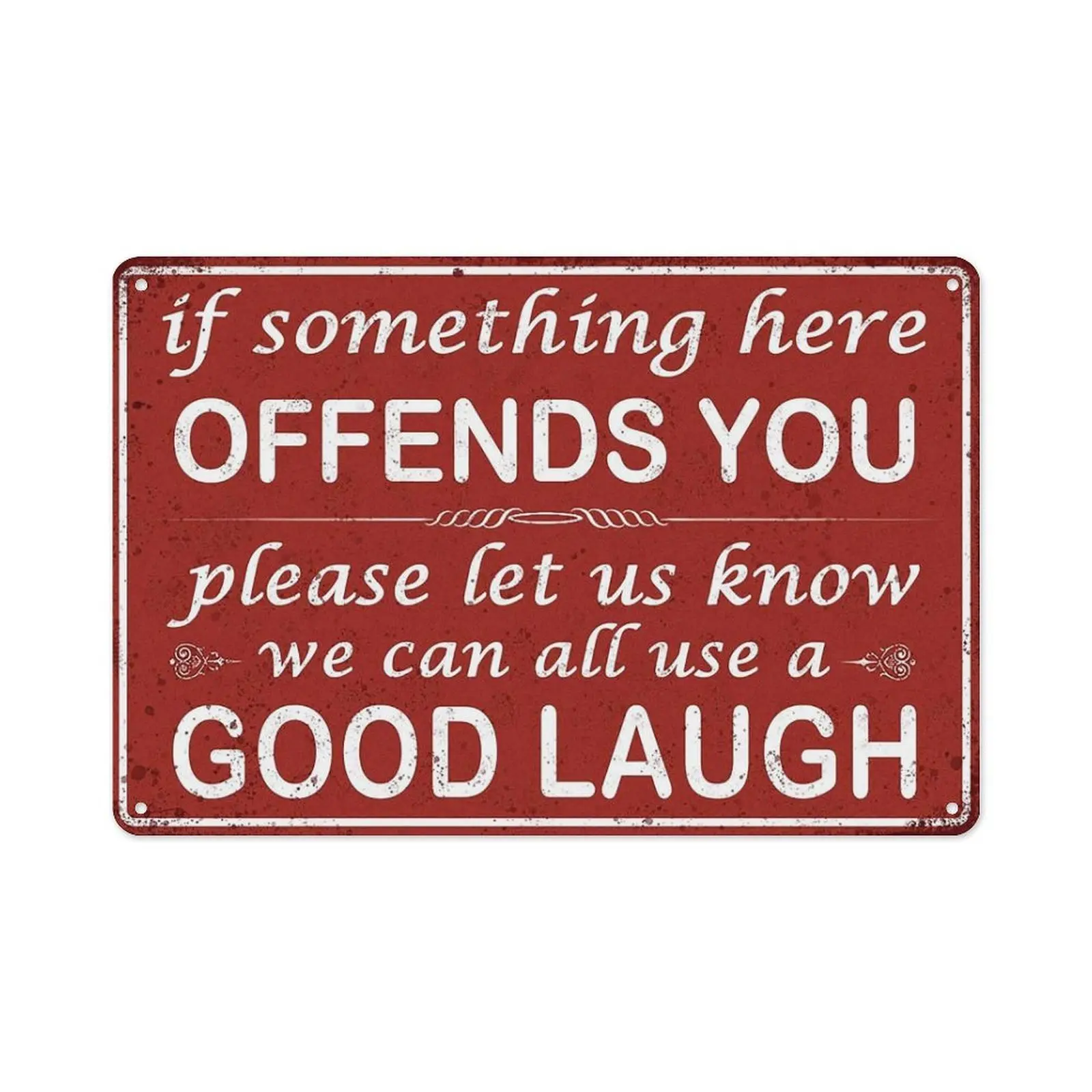 Vintage Aluminium Funny Bar Sign, "If Something Here Offends You" Wall Decor for Man Cave, Garage, 8x12 Inches Home Supplies Plaque,summervibes Signage Yard Sign Rustic Farmhouse Design