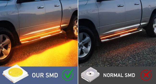 DIBMS 71" Running Board Lights 2PCS LED Strips w/Sequential Amber Turn Signal, DRL, White Courtesy Light for Extended Crew Cab Trucks Pickup Trailer, Side Wing Glow Light white courtesy light