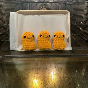 Crochet chicken nugget amigurumi handmade gift idea. Fun to look at and super soft!