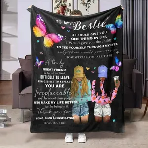 Soft Funny Throw Blanket Letter Pattern Soft Blanket, 1 Count Friendship Themed Comfortable Throw Blanket, Air-conditioned Room Blanket, Warm Nap Blanket for Home & Office