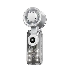 Mini Handheld Fan with Ice Cooling • Outdoor Lighting & 7-Color Lights • 3600mAh USB Rechargeable Personal Fan for Travel & Outdoor