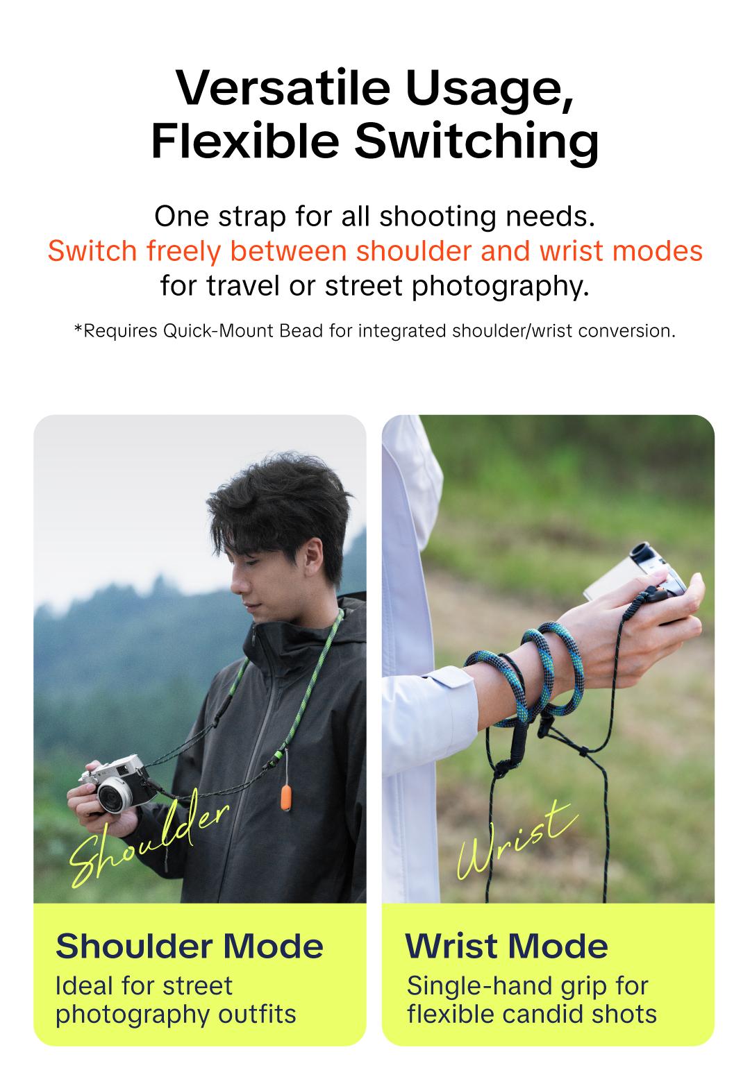 PGYTECH Camera Strap Slim for Mirrorless - Leather Harness Quick Release Adjustable Camera Neck Shoulder Strap for Compact Camera, Instant Camera and Smartphone