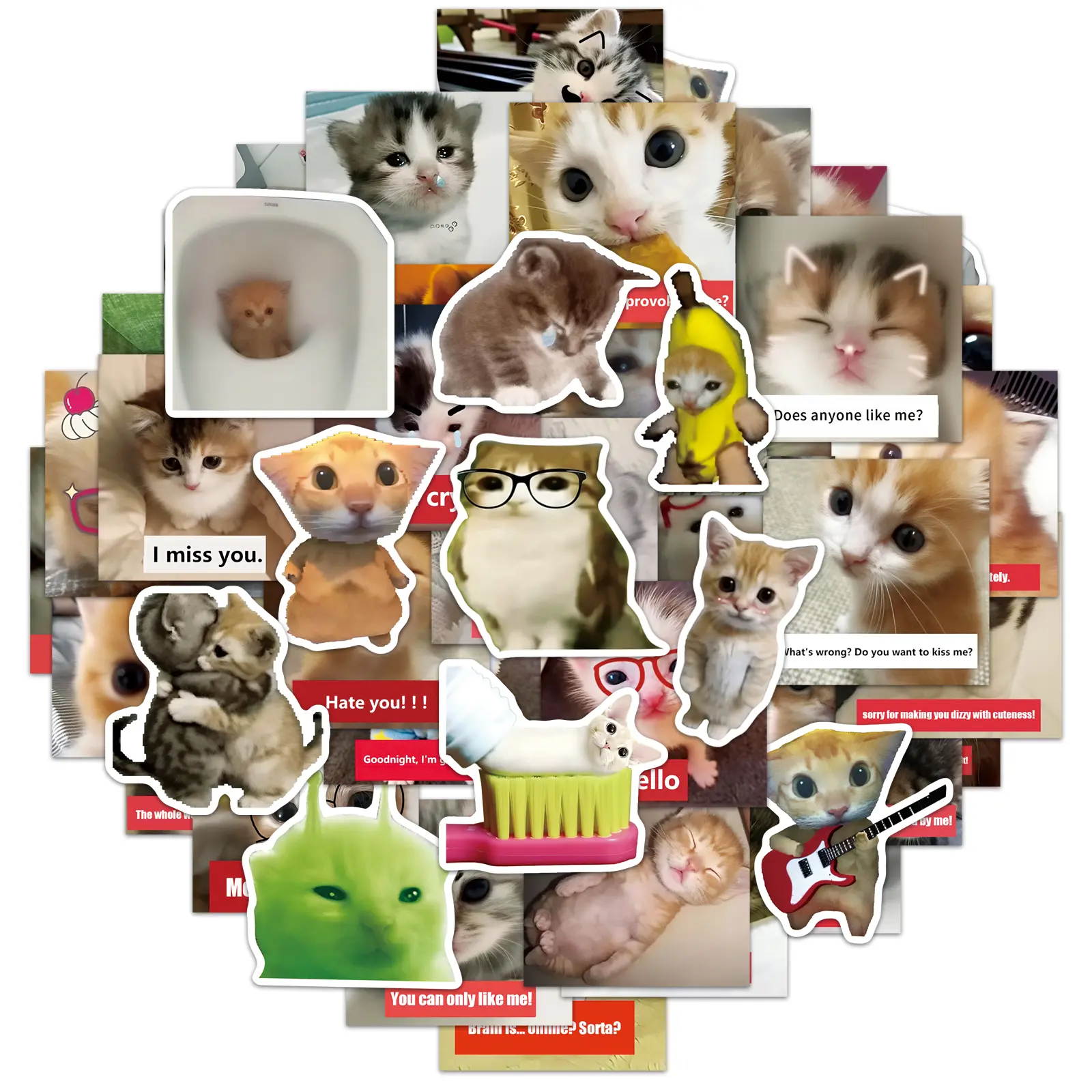 50 PCS Cartoon Creator Cat Meme Sticker Pack - Waterproof, Reusable, Crisp Print, Varied Designs, Universal Fit DIY Scrapbooking Accessory for Cellphones, Laptops - Easter Gift for Friends (Toys & Hobbies), Cellphone