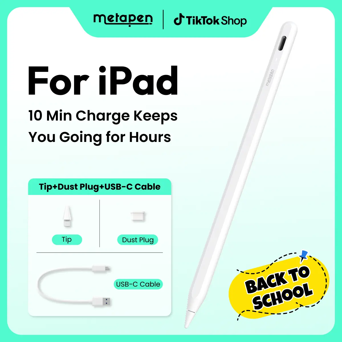 Metapen A8 iPad Pencil for Apple iPad 2018-2026, 4Min Fast Charge, Palm Rejection Stylus Pen for iPad 11/10/9/8/7/6th Gen, iPad Accessories for Pro 12.9/11/13-inch M4, Air 3/4/5/M2/M3, Mini 5/6th