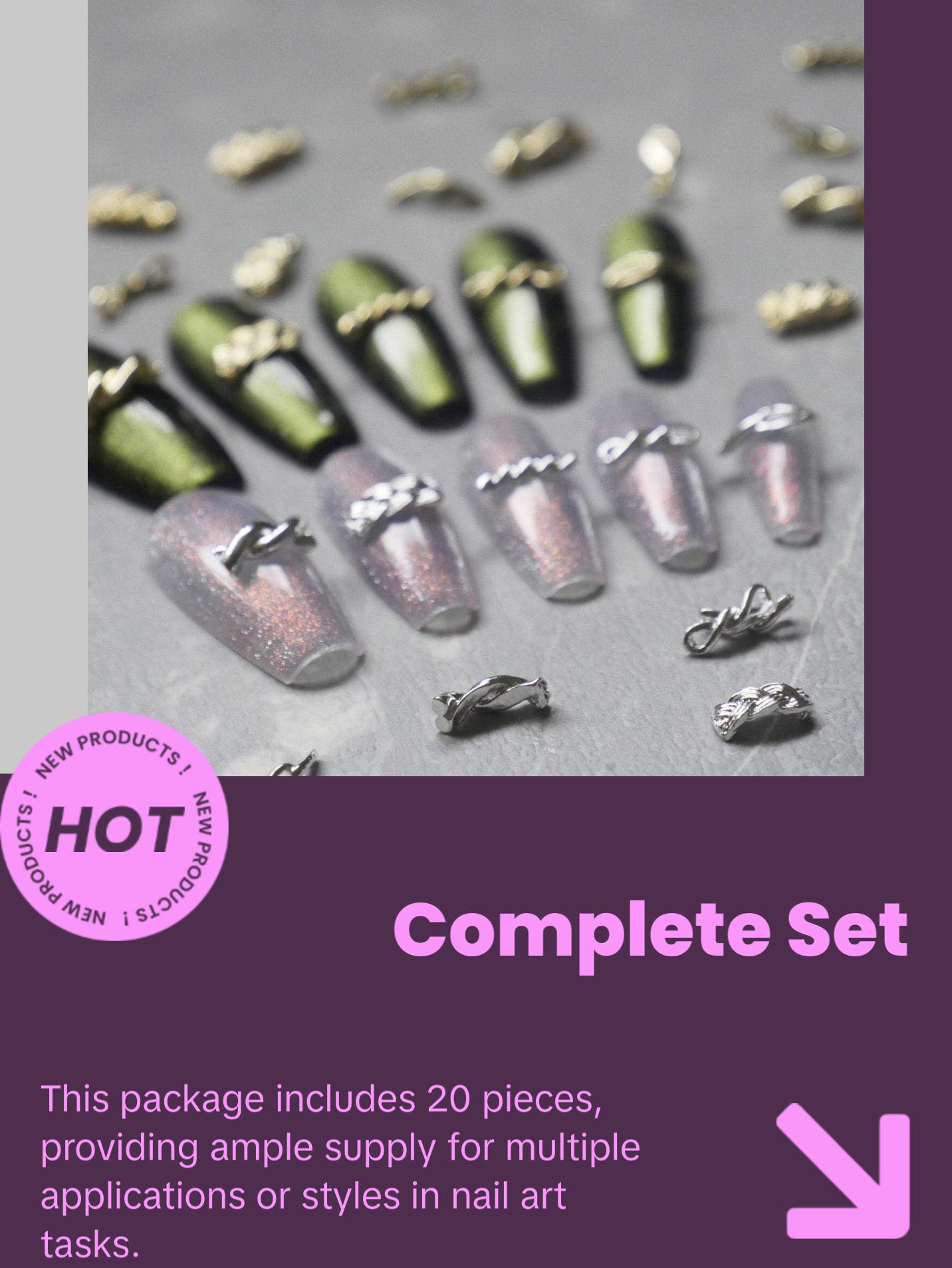 20pcs Braided Twist Knot Nail Studs