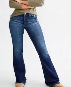 Women's Casual Mid Waisted Stretch Baggy Loose Denim Pants Straight Fit with Pockets Comfortable Everyday Wear