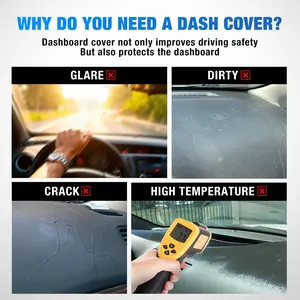 Nilight Dash Cover for Honda Civic 2016 2017 2018 2019 2020 2021, Custom Fit Suede Dashboard Mat Non‑Slip Sunshade Glare Protector Interior Accessories Black