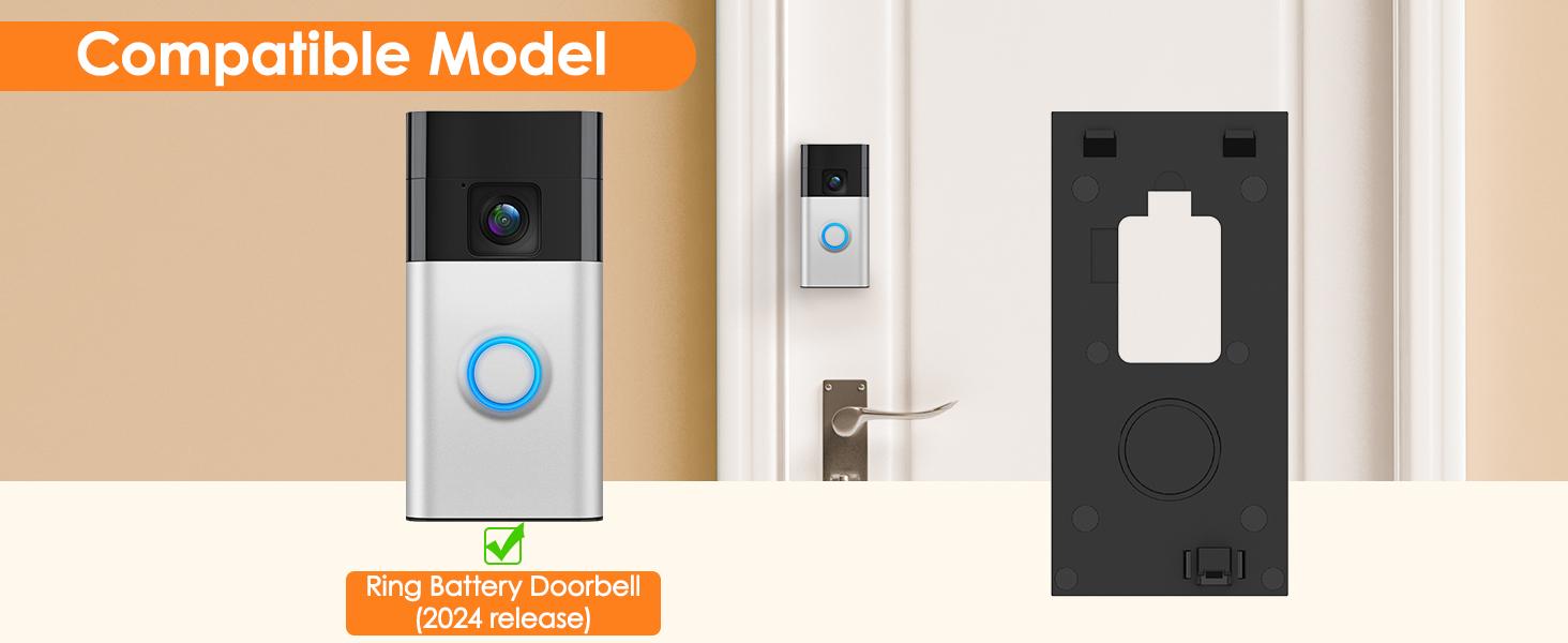 Adhesive Video Doorbell Mount for Ring Battery Doorbell (2024 Release), No Drilling Camera Door Mounting Holder Bracket Accessories for Apartments Office Houses
